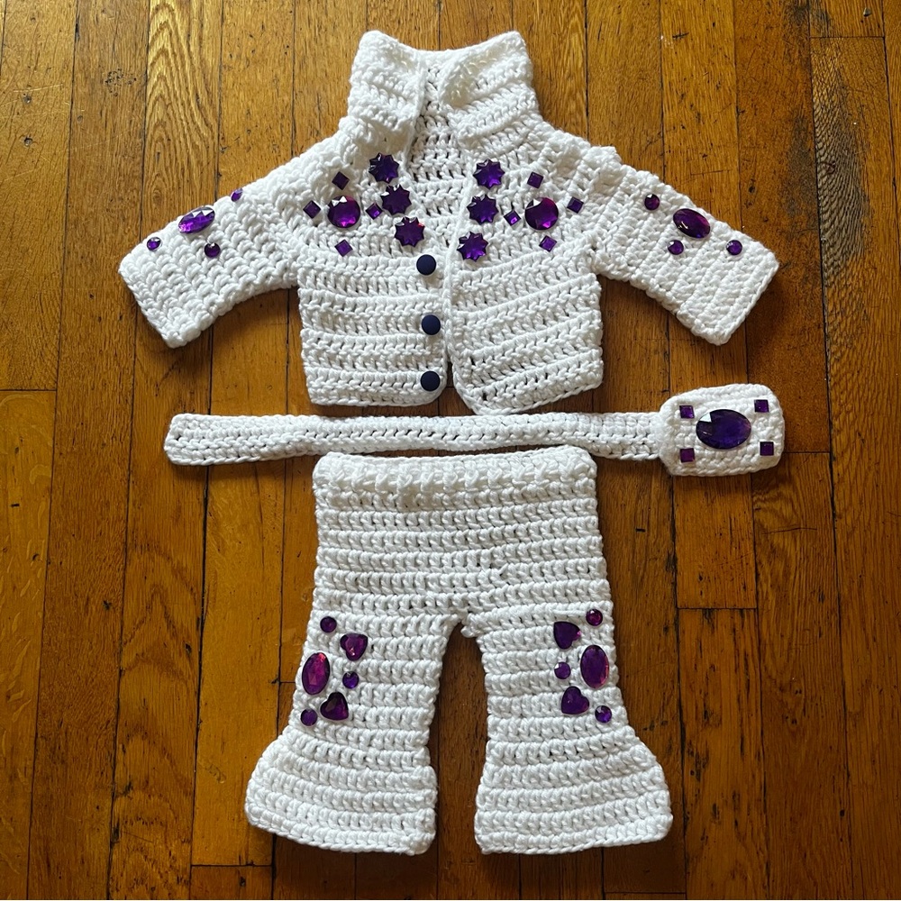 Elvis Crochet Baby Costume with Purple Accents